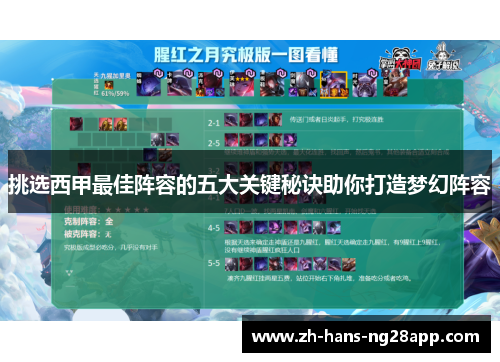 挑选西甲最佳阵容的五大关键秘诀助你打造梦幻阵容